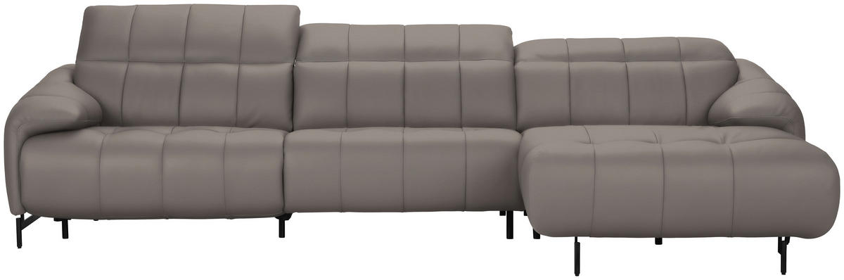 ECKSOFA  in Echtleder Greige  313/165 cm  - Greige/Schwarz, Design, Leder/Metall (313/165cm) - Belluti