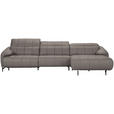 ECKSOFA  in Echtleder Greige  313/165 cm  - Greige/Schwarz, Design, Leder/Metall (313/165cm) - Belluti