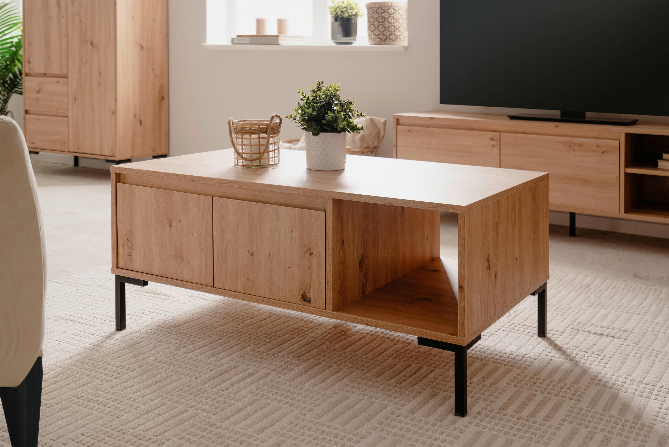COUCHTISCH in Holzwerkstoff 100/60/43 cm - Schwarz/Eiche Artisan, Design, Holzwerkstoff/Metall (100/60/43cm) - MID.YOU