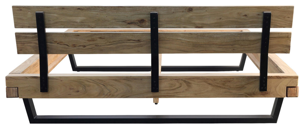 BALKENBETT 180/200 cm  in Naturfarben, Schwarz   - Schwarz/Naturfarben, MODERN, Holz/Metall (180/200cm) - MID.YOU