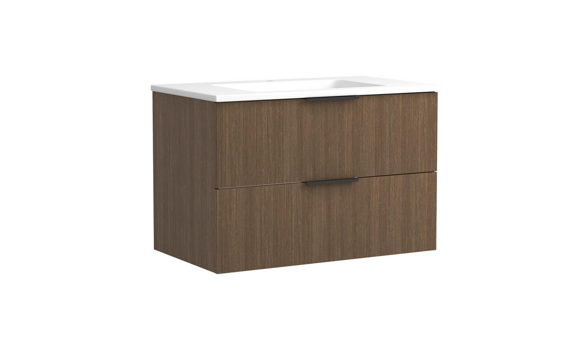 WASCHTISCHKOMBI  - Dunkelbraun/Schwarz, Natur, Holzwerkstoff/Stein (80/54/47cm) - Held