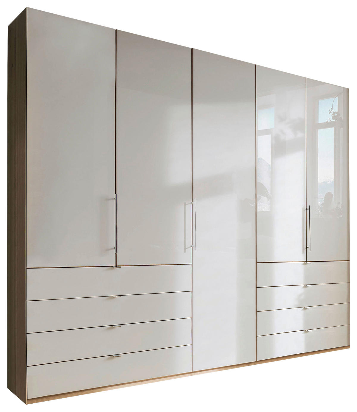 FALTTÜRENSCHRANK 250/236/58 cm 3-türig Eichefarben, Champagner  - Chromfarben/Champagner, KONVENTIONELL, Glas/Holzwerkstoff (250/236/58cm) - Venda