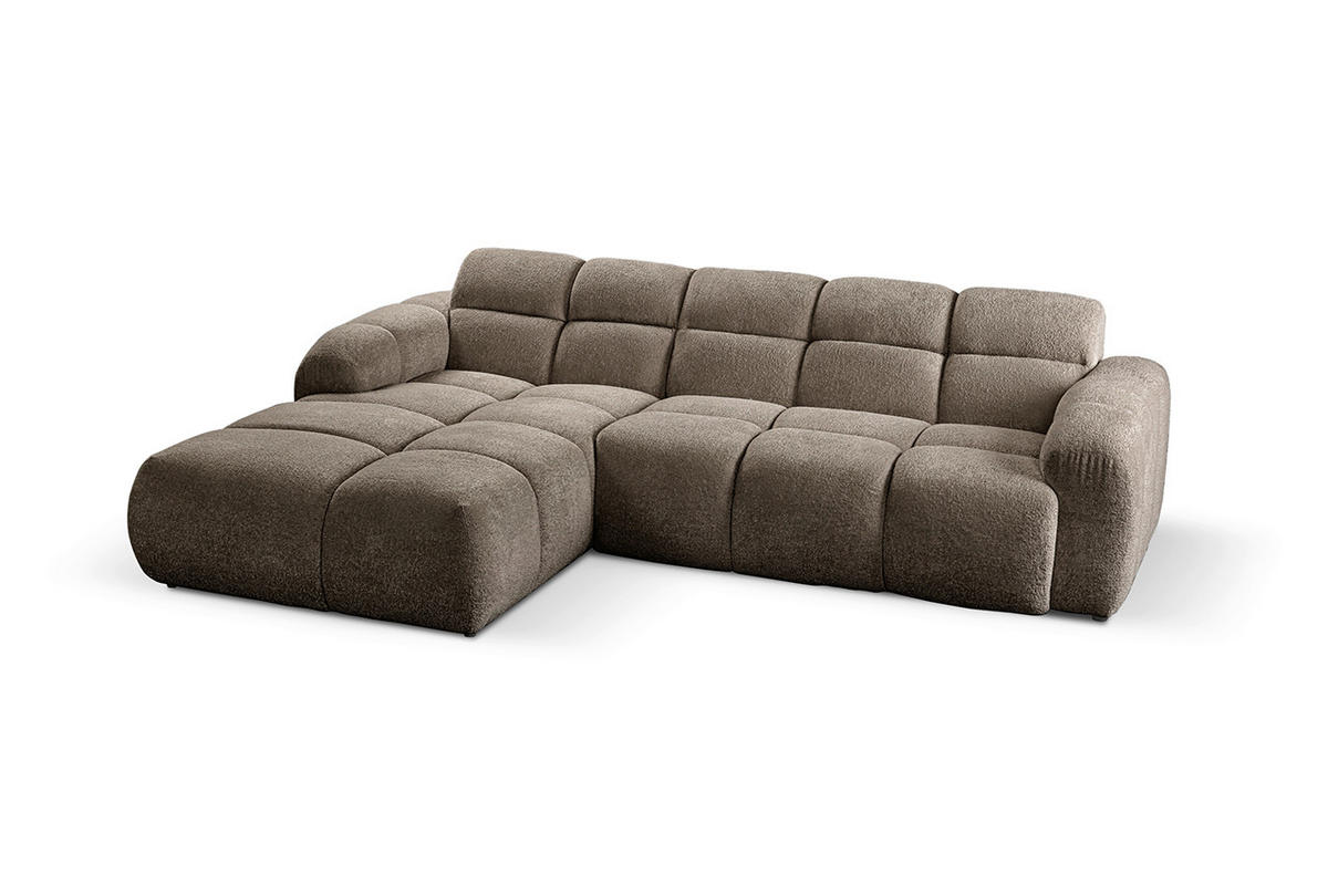 ECKSOFA VENTO in Struktur Hellbraun  175/255 cm  - Hellbraun/Schwarz, Design, Holz/Holzwerkstoff (175/255cm) - MID.YOU