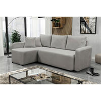 ECKSOFA STERN Taupe Bouclé Zierkissen, Rückenkissen, Bettkasten  - Taupe/Schwarz, Design, Kunststoff/Textil (152/207cm) - MID.YOU