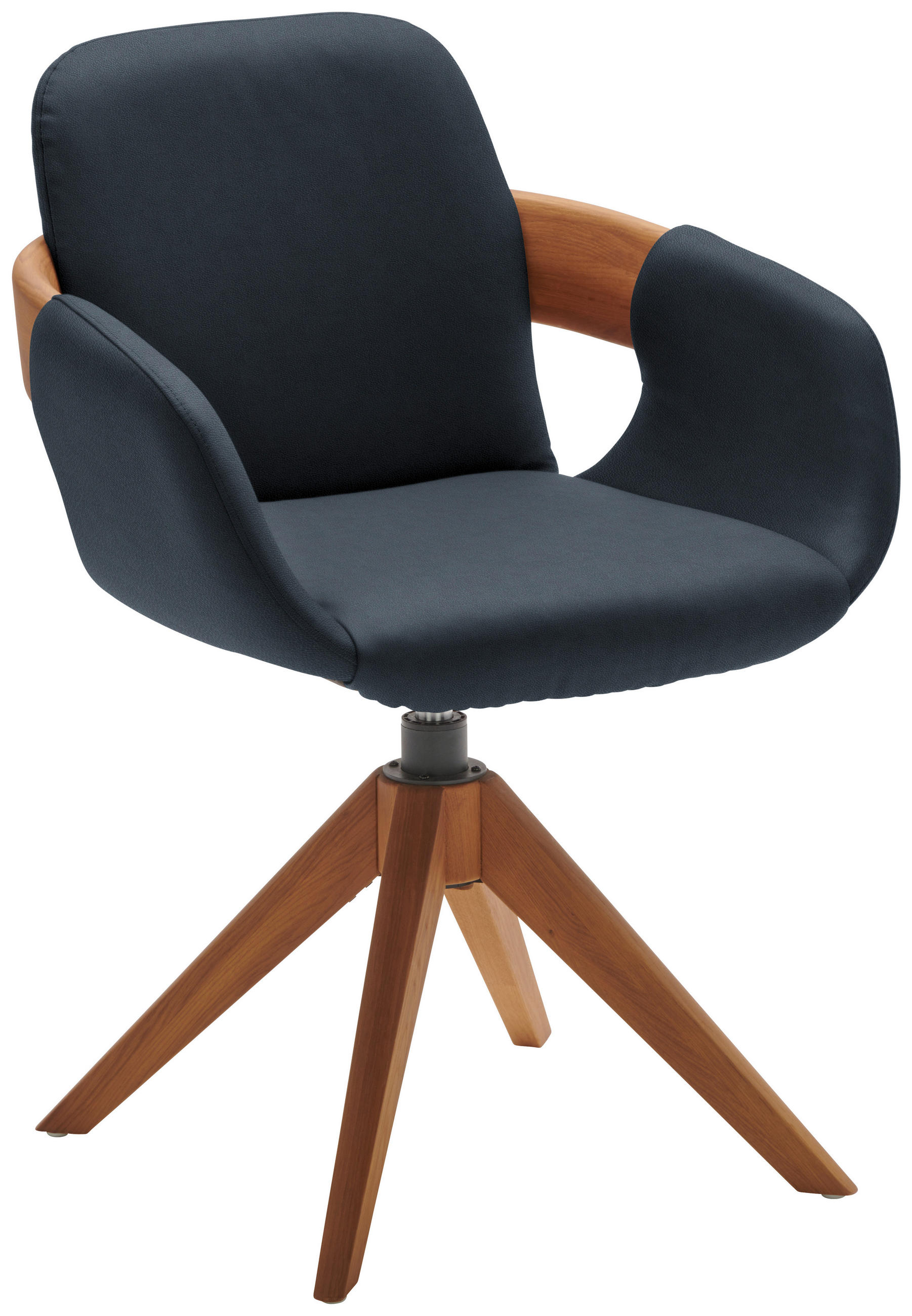 ARMLEHNSTUHL  Lederauswahl, Stoffauswahl, Typenauswahl, Sitzfläche 360° drehbar, automatische Rückholfunktion  Echtleder  - Eichefarben/Cognac, Natur, Leder/Holz (60/86/60cm) - Valnatura