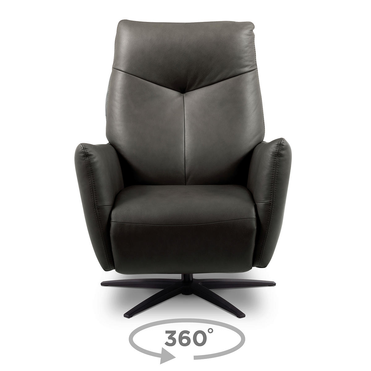 RELAXSESSEL Leder Anthrazit  - Anthrazit/Schwarz, Design, Leder/Metall (76/107/88cm) - Livetastic