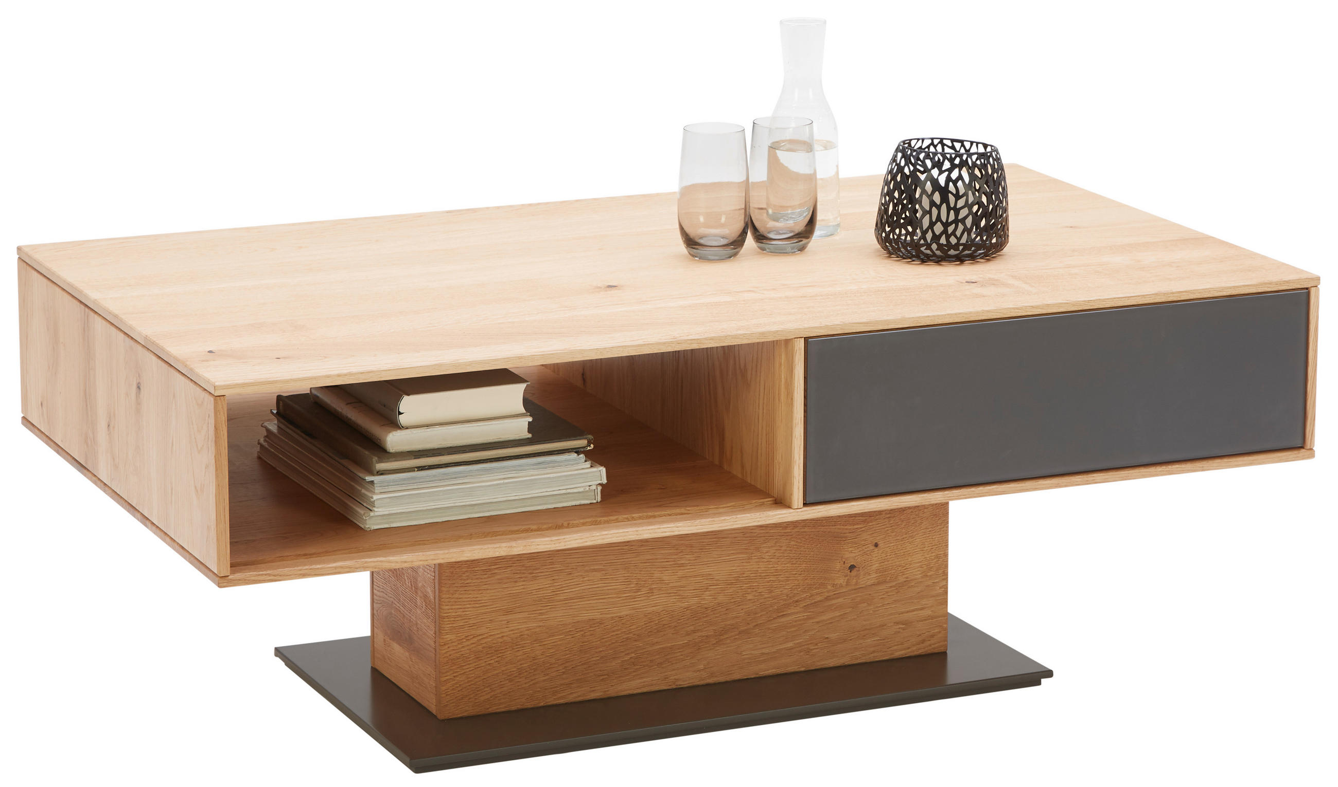 COUCHTISCH in Holz, Glas 115/65/44 cm  - Eichefarben/Anthrazit, Natur, Glas/Holz (115/65/44cm) - Waldwelt