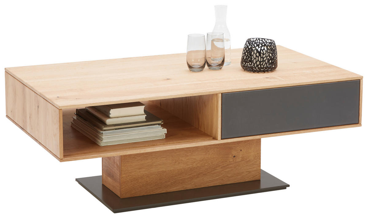 COUCHTISCH in Holz, Glas 115/65/44 cm  - Eichefarben/Anthrazit, Natur, Glas/Holz (115/65/44cm) - Waldwelt