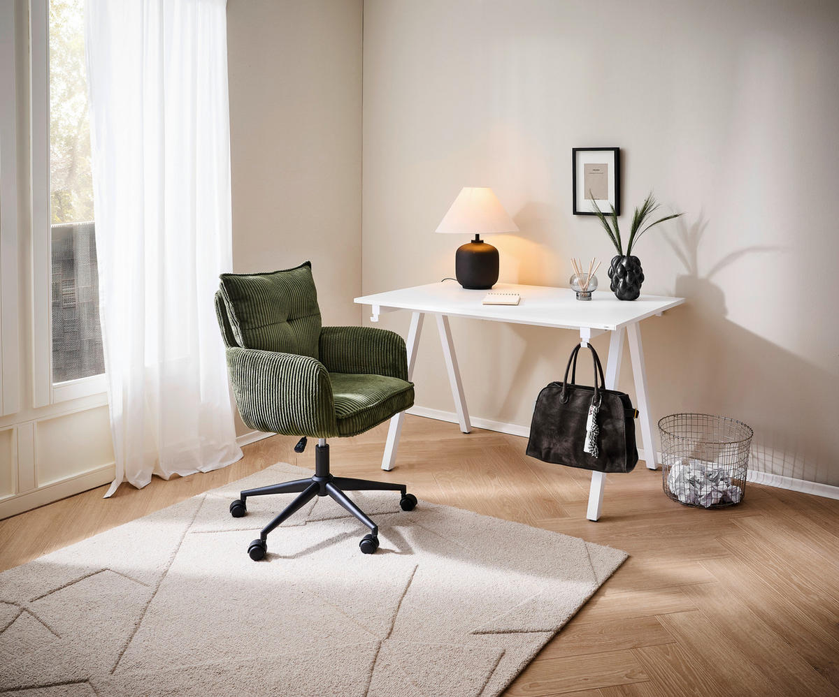 PISALNA MIZA kovina, leseni material bela  - bela, Moderno, kovina/leseni material (160/80/75cm) - Carryhome