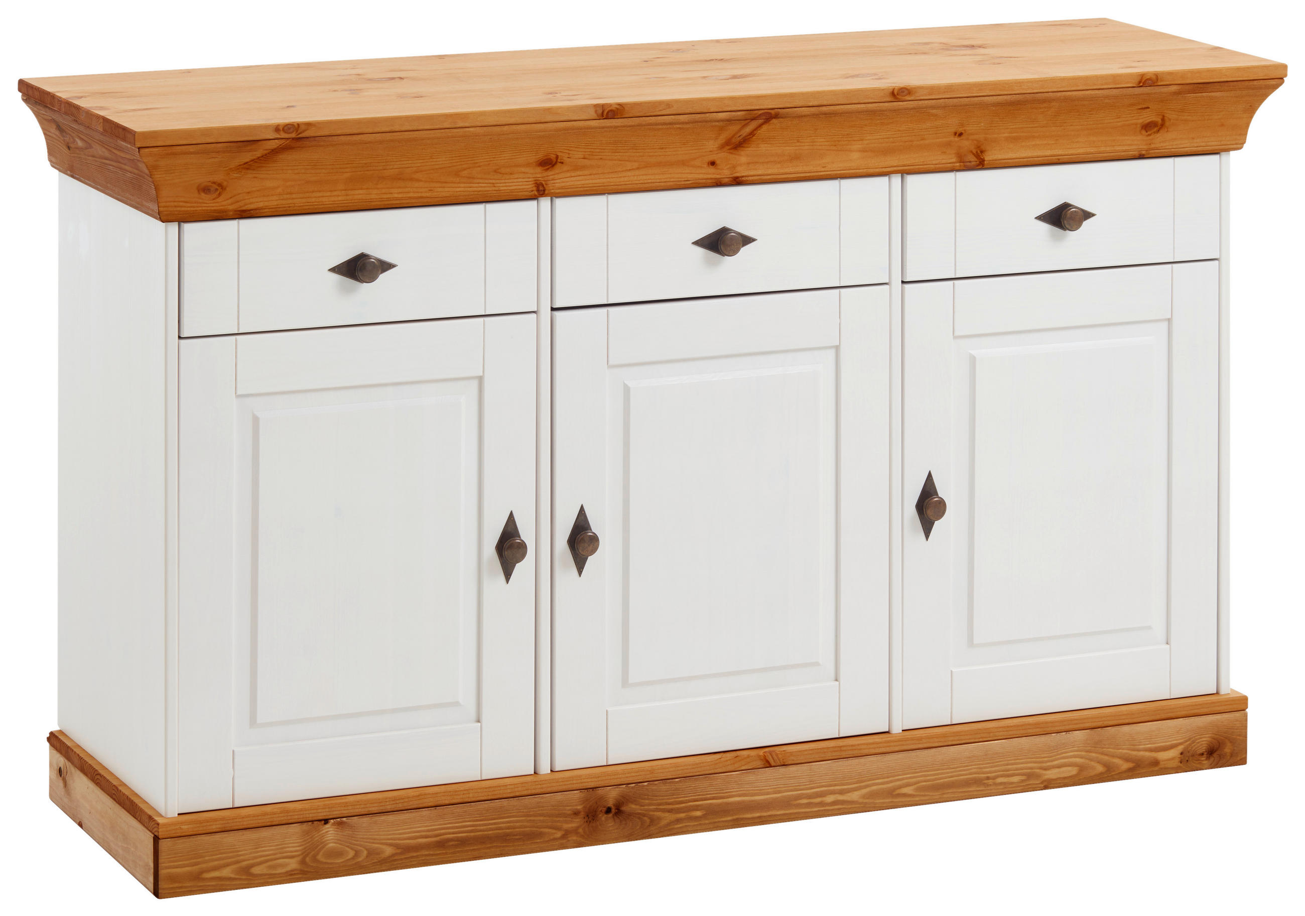 SIDEBOARD  143/85/45 cm 3 Schublade(n)  - Bernsteinfarben/Weiß, ROMANTIK / LANDHAUS, Holz/Metall (143/85/45cm) - Boxxx