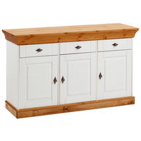 SIDEBOARD  143/85/45 cm 3 Schublade(n)  - Bernsteinfarben/Weiß, ROMANTIK / LANDHAUS, Holz/Metall (143/85/45cm) - Boxxx