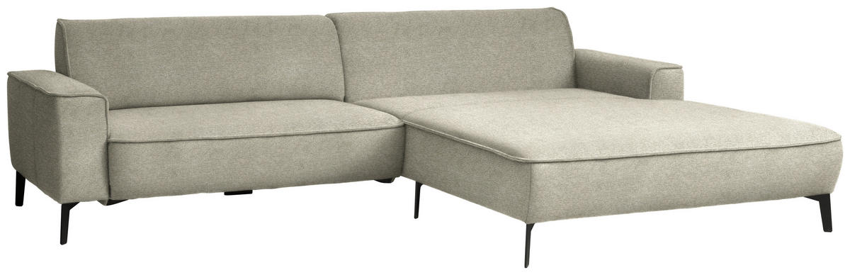 ECKSOFA in Flachgewebe Beige  - Beige/Schwarz, Design, Textil/Metall (285/190cm) - Johann Jakob