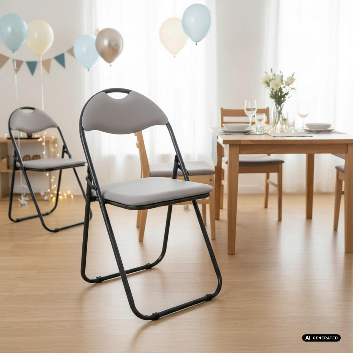 KLAPPSTUHL in Metall, Textil Grau, Schwarz  - Schwarz/Grau, Design, Textil/Metall (44/80/47cm)