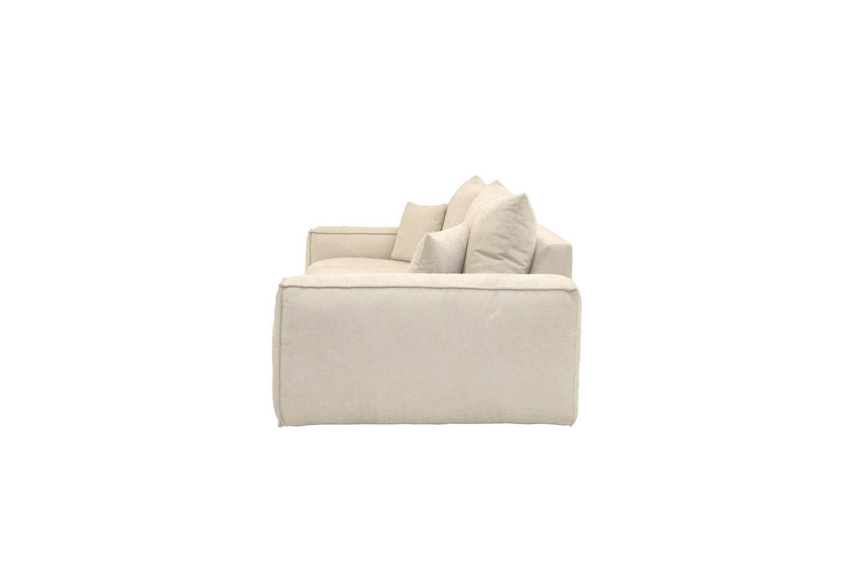 BIGSOFA Chenille Creme  - Creme/Schwarz, MODERN, Kunststoff/Textil (255/76/117cm) - Milino