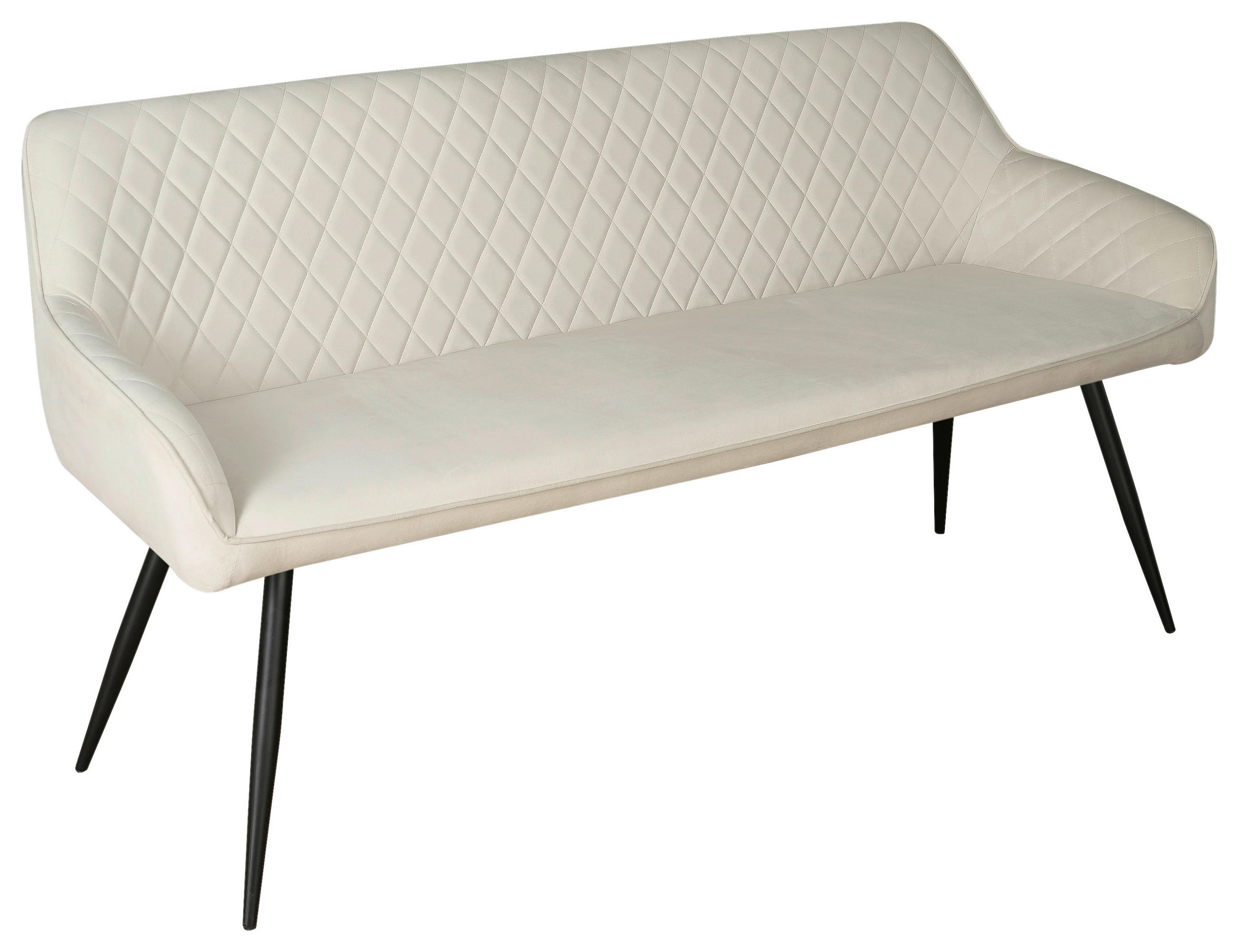 SITZBANK 163/83/63 cm Samt Schwarz, Beige  - Beige/Schwarz, Design, Textil/Metall (163/83/63cm) - Novel