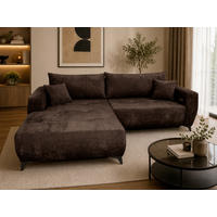 ECKSOFA BELARO Braun Chenille  - Schwarz/Braun, Design, Textil/Metall (177/246cm) - P & B