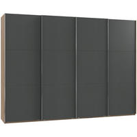 SCHWEBETÜRENSCHRANK in Eichefarben, Graphitfarben  - Chromfarben/Eichefarben, Modern, Holzwerkstoff (300/216,5/65cm) - MID.YOU