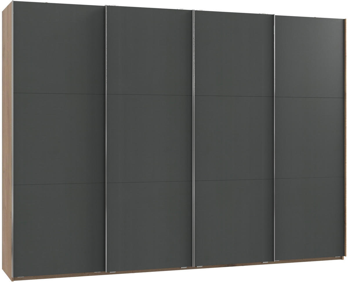 SCHWEBETÜRENSCHRANK in Eichefarben, Graphitfarben  - Chromfarben/Eichefarben, Modern, Holzwerkstoff (300/216,5/65cm) - MID.YOU