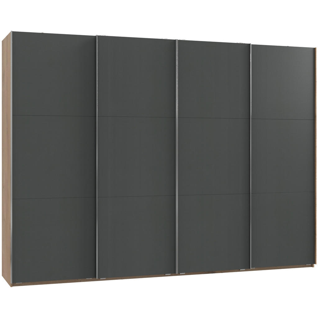 Schwebetürenschrank 300cm Level, Graphit/eiche Dekor
