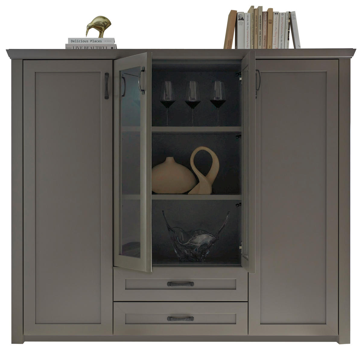 HIGHBOARD Graphitfarben  177/150/43 cm  - Schwarz/Graphitfarben, LIFESTYLE, Glas/Holzwerkstoff (177/150/43cm) - Landscape