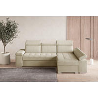 ECKSOFA TORONTO in Webstoff Creme  - Silberfarben/Creme, Design, Kunststoff/Textil (260/168cm) - MID.YOU