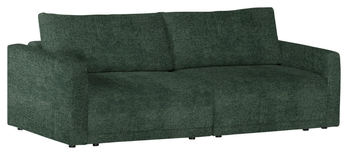 2,5-SITZER Velours Olivgrün  - Schwarz/Olivgrün, Design, Kunststoff/Textil (240/70/125cm) - Livetastic
