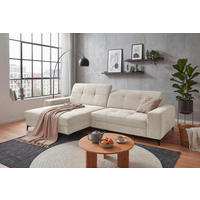 ECKSOFA SORELLA Creme Chenille Kopfteilverstellung, Sitztiefenverstellung  - Creme/Schwarz, Design, Kunststoff/Textil (182/328cm) - MID.YOU