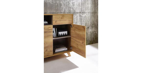 KOMMODE melaminharzbeschichtet Eichefarben - Eichefarben, Design, Holz/Holzwerkstoff (142/120/41cm) - Linea Natura