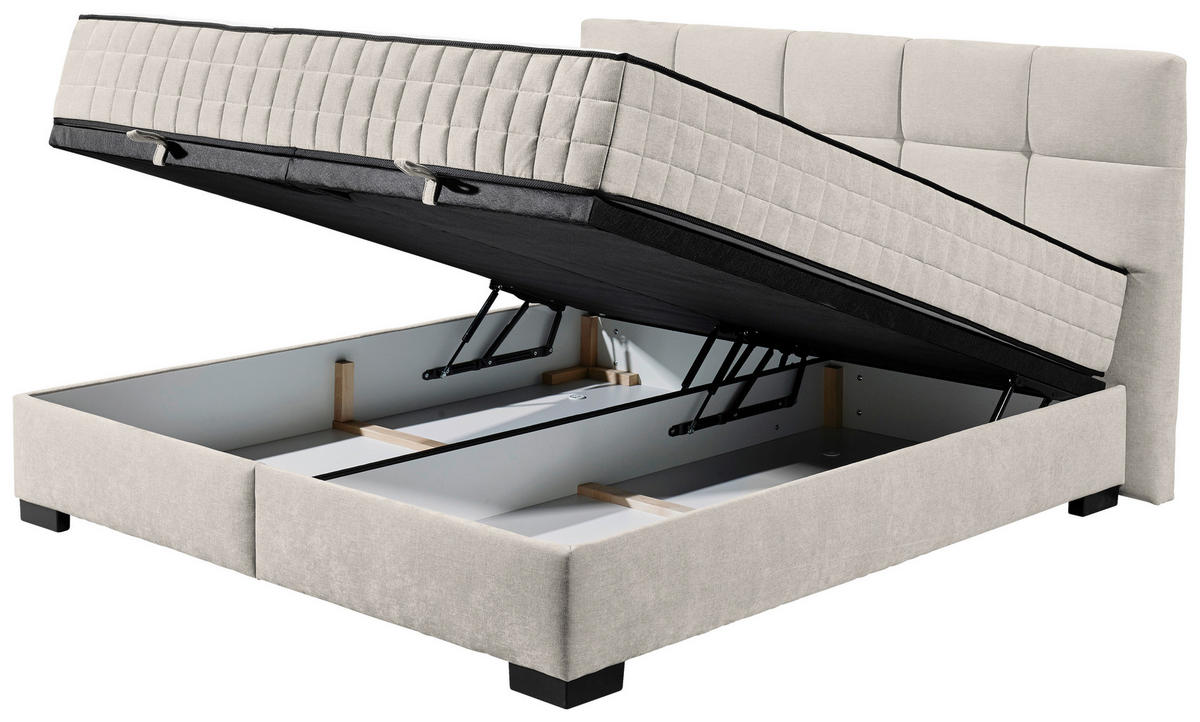 BOXBETT 180/200 cm  in Beige  - Beige/Schwarz, MODERN, Holzwerkstoff/Kunststoff (180/200cm) - MID.YOU