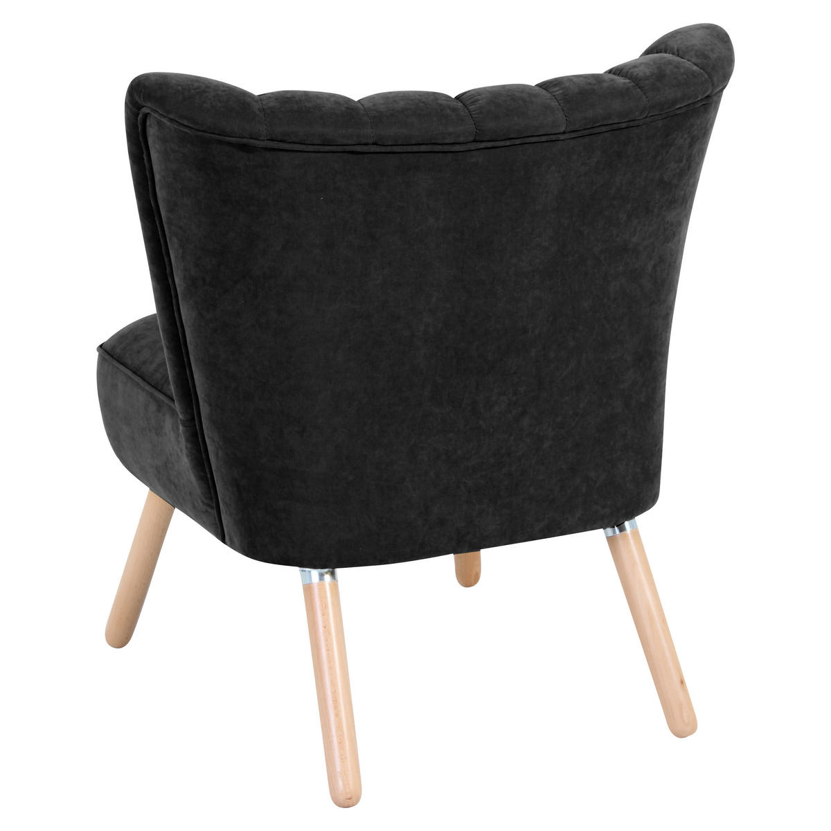 SESSEL in Velours Schwarz  - Buchefarben/Schwarz, Design, Holz/Textil (70/80/66cm) - Max Winzer