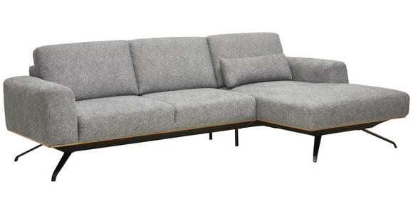 ECKSOFA in Struktur Grau 262/157 cm - Schwarz/Grau, Design, Textil/Metall (262/157cm) - Novel