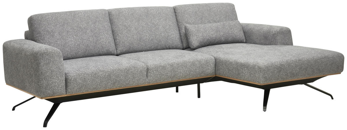 ECKSOFA in Struktur Grau  - Schwarz/Grau, Design, Textil/Metall (262/157cm) - Novel