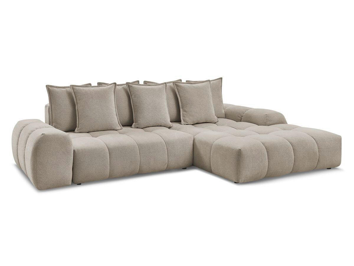 ECKSCHLAFSOFA EVEREST  mit Rücken echt, Armteil links, Armteil rechts Flachgewebe Taupe  - Taupe/Schwarz, MODERN, Kunststoff/Textil (318/180cm) - Livetastic