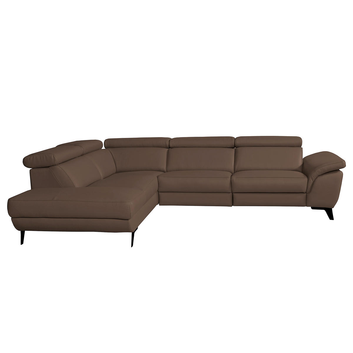 ECKSOFA DALLAS in Echtleder Dunkelbraun  228/283 cm  - Dunkelbraun/Schwarz, Design, Leder/Metall (228/283cm) - Livetastic