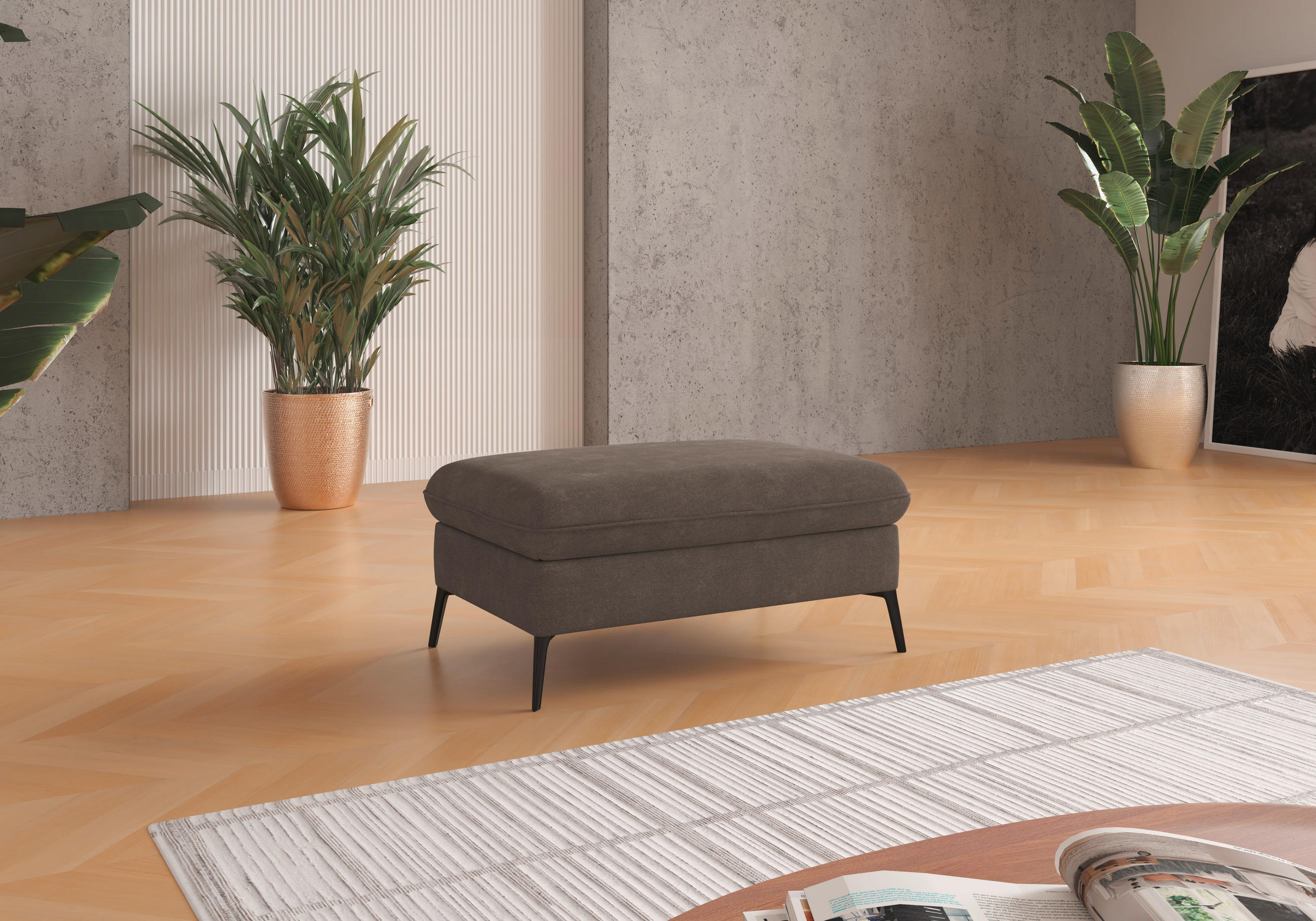 HOCKER in Textil Schlammfarben  - Schlammfarben/Creme, Konventionell, Textil/Metall (104/47/69cm) - Sit & More