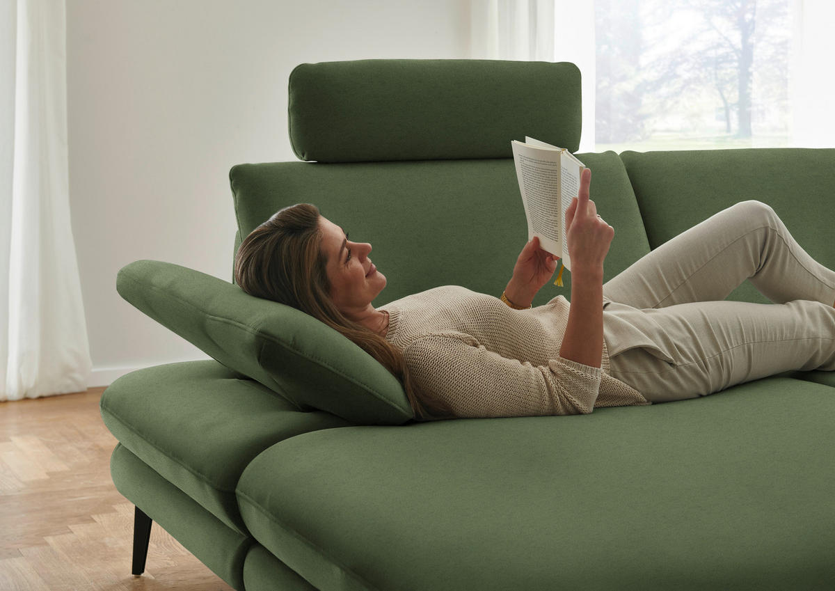 WOHNLANDSCHAFT Chenille, Flachgewebe Grün  - Schwarz/Grün, Design, Textil/Metall (180/344/208cm) - Dieter Knoll