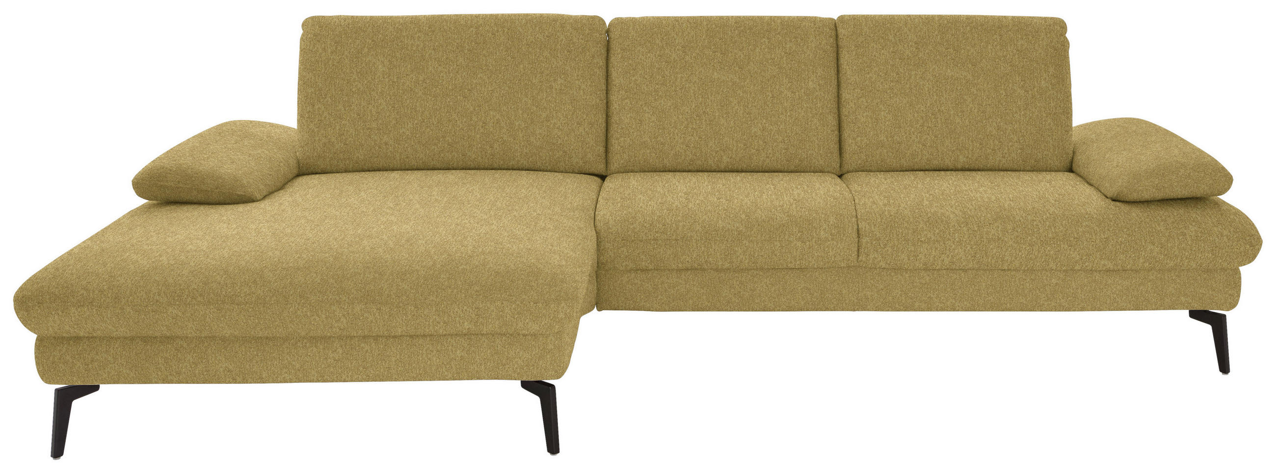ECKSOFA in Chenille, Mikrofaser Hellgrün  - Schwarz/Hellgrün, Design, Textil/Metall (157/299cm) - Dieter Knoll