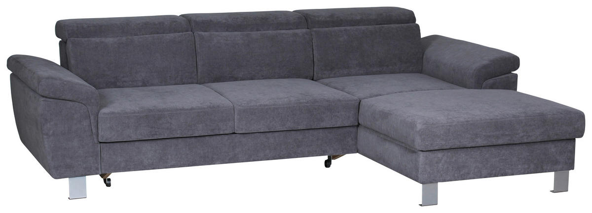 ECKSOFA in Webstoff Grau  - Silberfarben/Grau, Design, Textil/Metall (250/167cm) - Xora