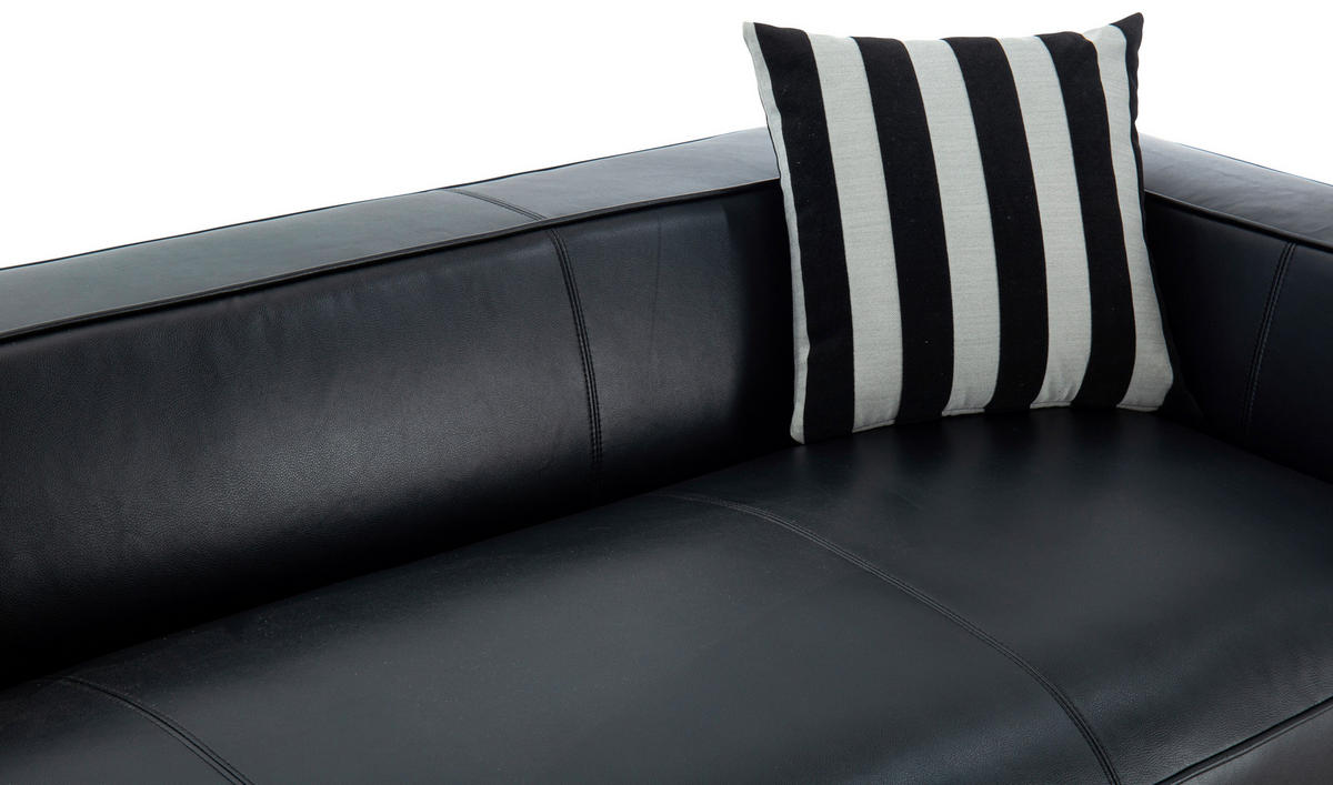 3-SITZER-SOFA LOTTA Lederlook Schwarz  - Schwarz/Weiß, Design, Kunststoff/Textil (232/66/95cm) - Livetastic