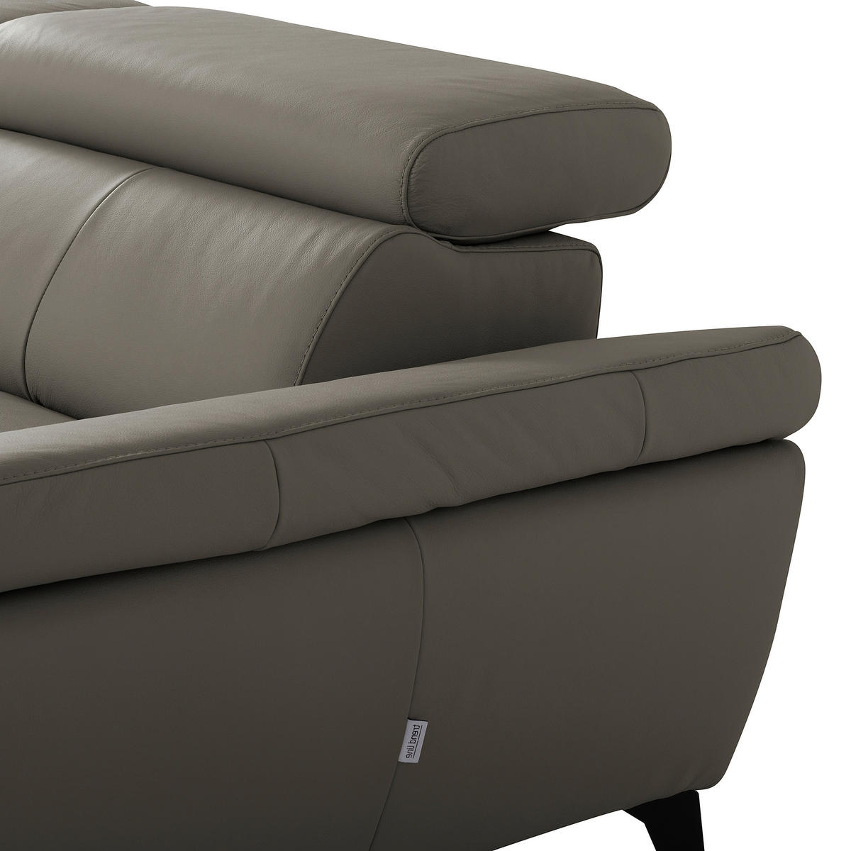 ECKSOFA Schlammfarben Echtleder Lederlook Bettkasten, Schlaffunktion, Rücken echt, Armteilverstellung, Kopfteilverstellung  - Schlammfarben/Schwarz, Design, Leder/Textil (252/179cm) - Livetastic