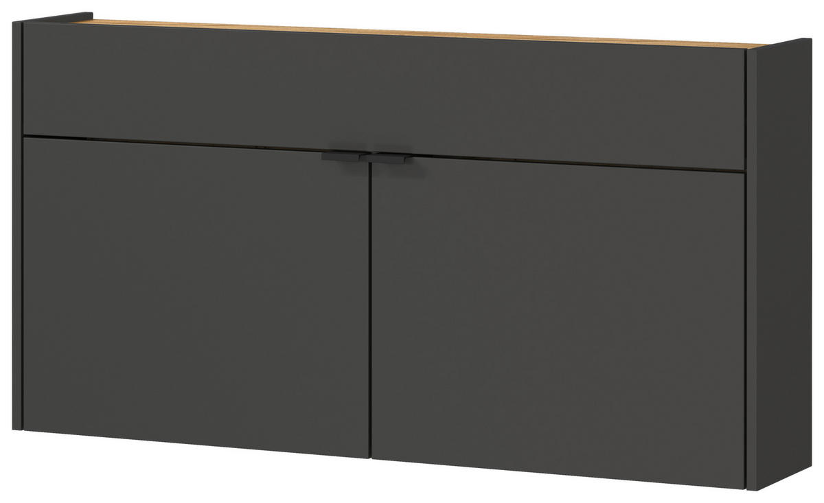 SCHUHSCHRANK GW-Ameca  in 110/57/22 cm  - Eichefarben/Schwarz, Design, Holzwerkstoff/Metall (110/57/22cm)