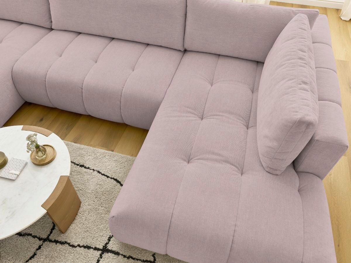 WOHNLANDSCHAFT  FUJI  Pink Leinenoptik  - Pink/Schwarz, MODERN, Kunststoff/Textil (160/377/204cm)