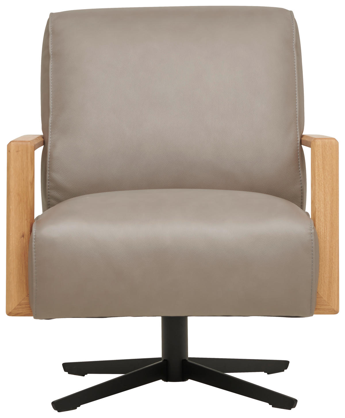SESSEL Echtleder Taupe  - Taupe/Wildeiche, Design, Leder/Holz (72/82/86cm) - Koinor
