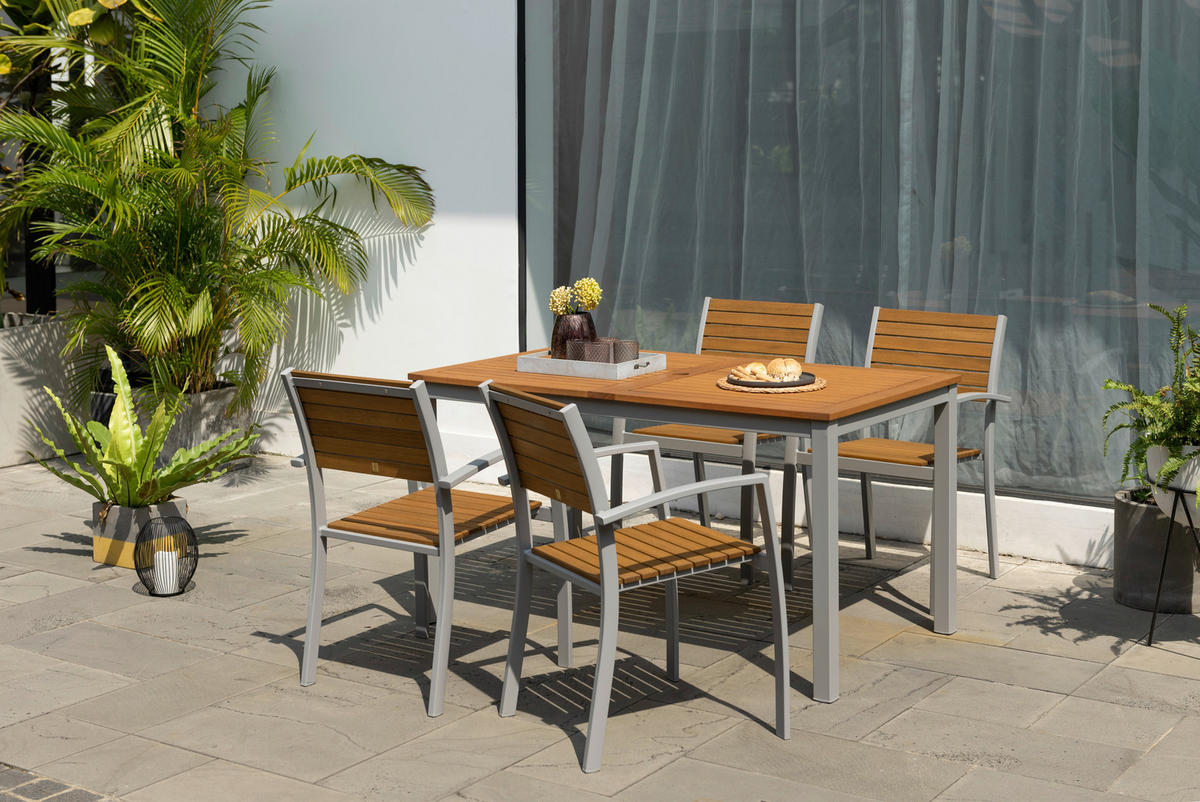 GARTENTISCH 140/74,4/79,7 cm  - Dunkelgrau/Eukalyptusholzfarben, KONVENTIONELL, Holz/Metall (140/74,4/79,7cm) - Ambia Garden