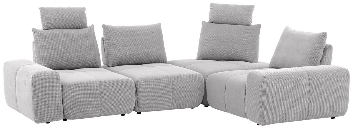 ECKSOFA in Velours Silberfarben  - Silberfarben/Schwarz, Design, Kunststoff/Textil (326/236cm) - Xora