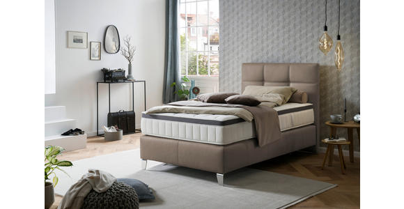 BOXSPRINGBETT 120/200 cm  in Beige  - Chromfarben/Beige, KONVENTIONELL, Leder/Textil (120/200cm) - Novel