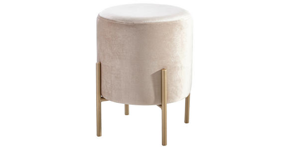 HOCKER Samt Goldfarben, Beige  - Beige/Goldfarben, Design, Textil/Metall (35/42/35cm) - Ambia Home