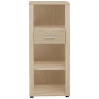 PISARNIŠKI REGAL 55/129/38 cm barve hrasta  - barve kroma/črna, Konvencionalno, kovina/leseni material (55/129/38cm) - Stylife