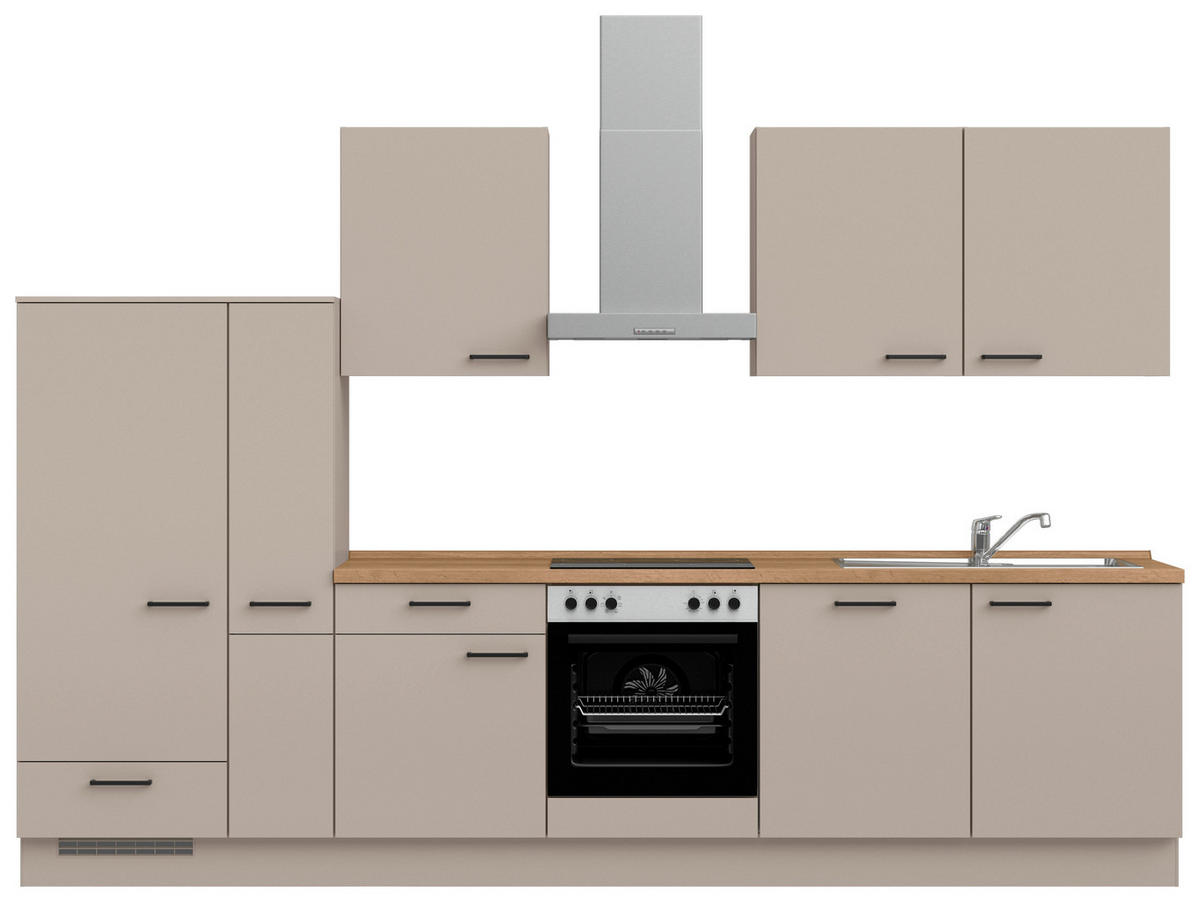 KÜCHENBLOCK Easytouch 330 cm  in Eichefarben, Sandfarben  - Sandfarben/Eichefarben, MODERN, Holzwerkstoff/Metall (330cm) - Nobilia