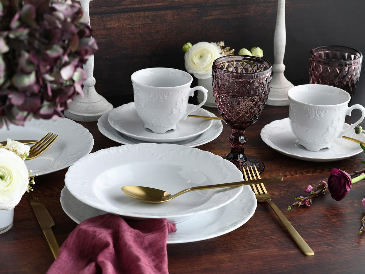 KOMBISERVICE Rokoko weiss 30-teilig  - Weiß, Basics, Keramik - Creatable